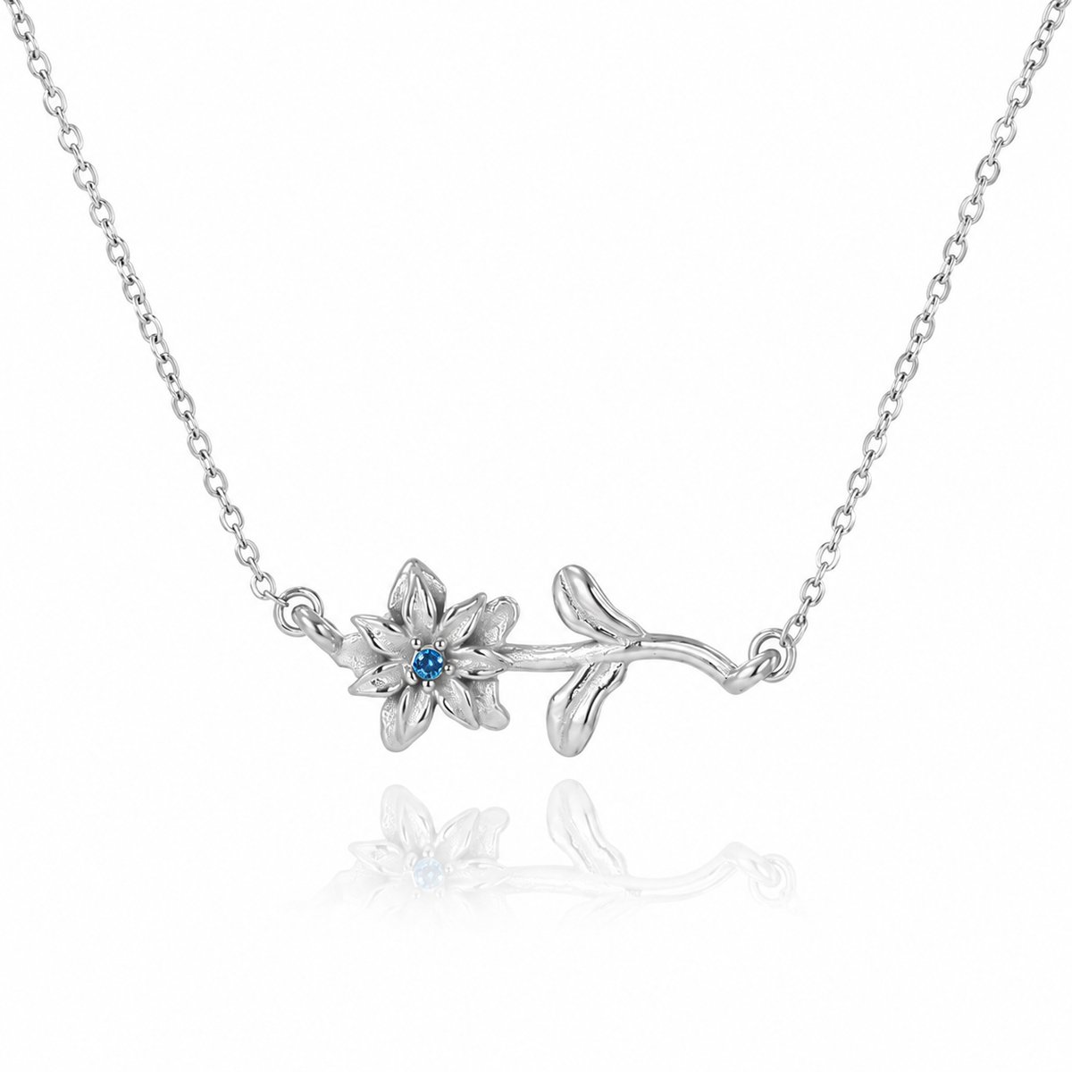 Maevi® Ketting met Geboortebloem & Geboortesteen - Kleur: Zilver - Maand: December - Roestvrijstaal / RVS / Stainless Steel - Hoge Kwaliteit - Verkleurt niet - Incl. Luxe Verpakking - Cadeau Dames / Moeder / Mama - Kraamcadeau / Geboortecadeau