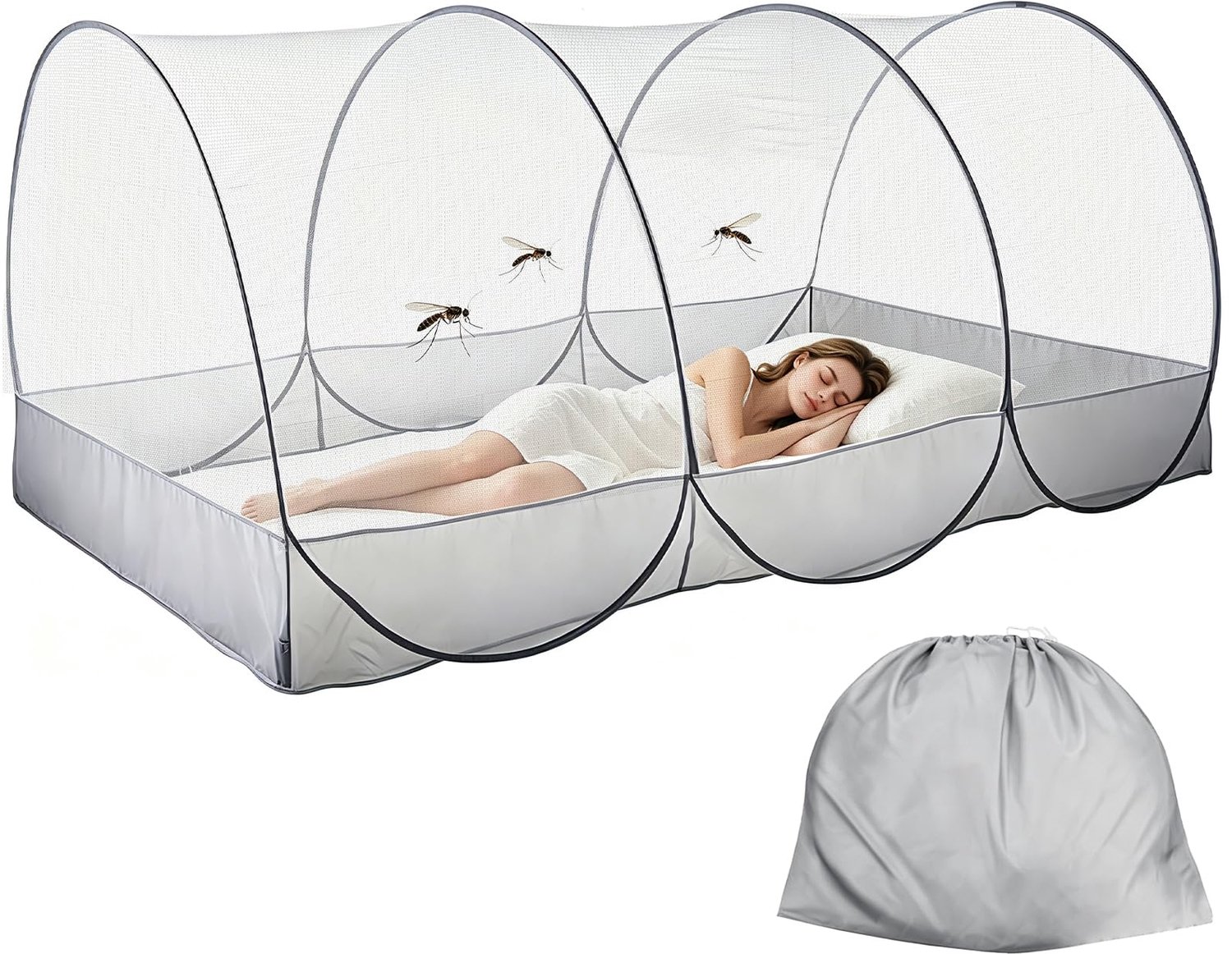 Pop-Up Muggennet voor Bed, Ideaal voor Kamperen en Thuisgebruik