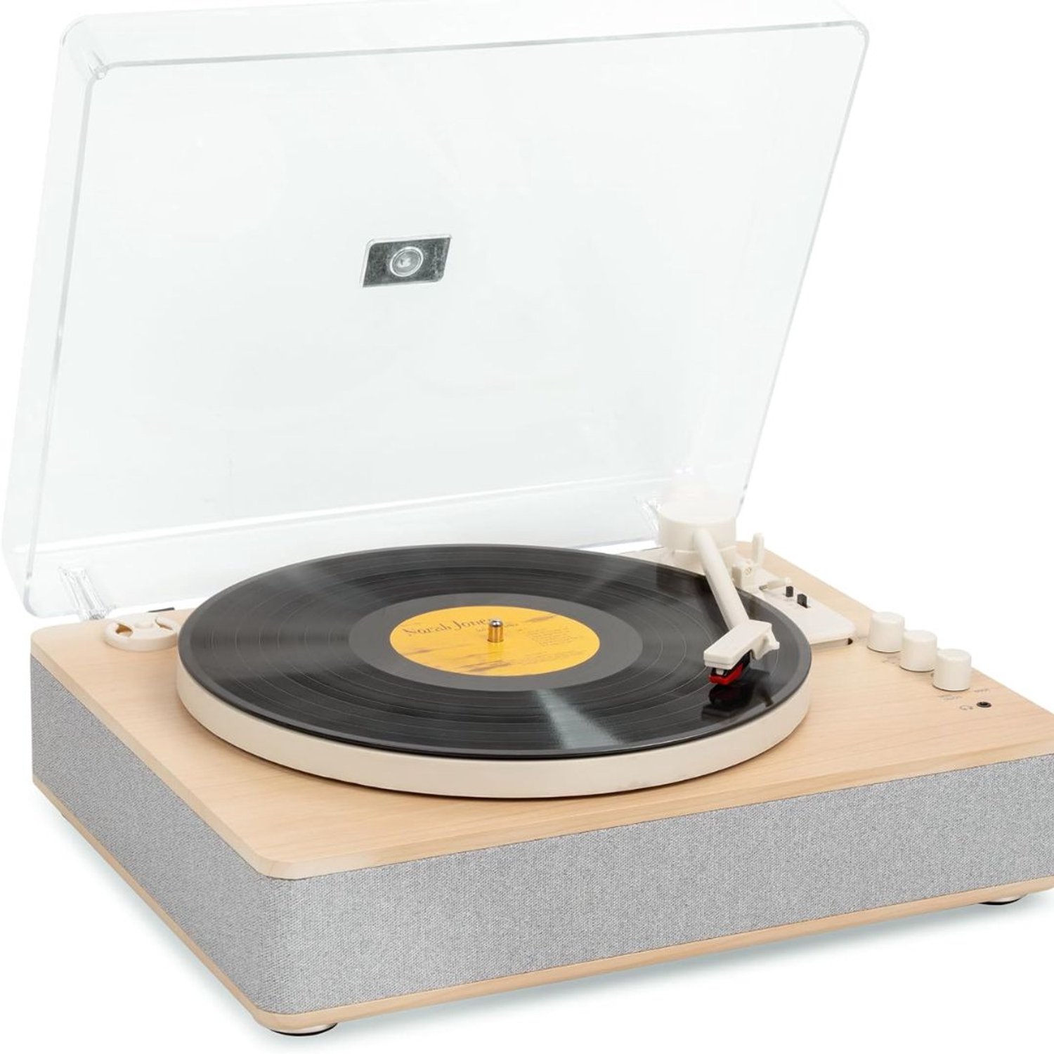 Platenspeler Bluetooth - CD Speler met Speakers - Vintage - Wit, Grijs en Bruin