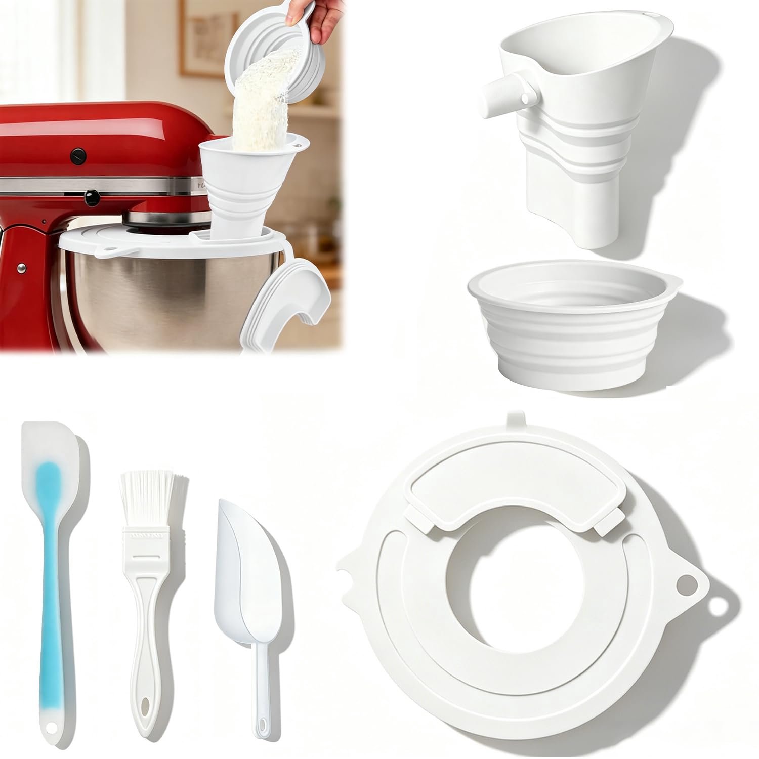 Siliconen Accessoires Set voor Mixer met Spatbescherming en Reinigen