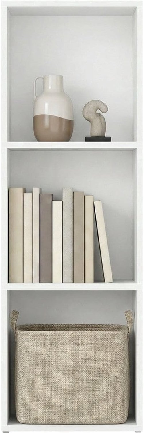 Klarven Boekenkast Wolkenwit - 3-laags Boekenkast - Boekenkastje - Boekenkasten - Bookcase - Open Opbergrek Zonder Deuren - 24x30x94,8 cm