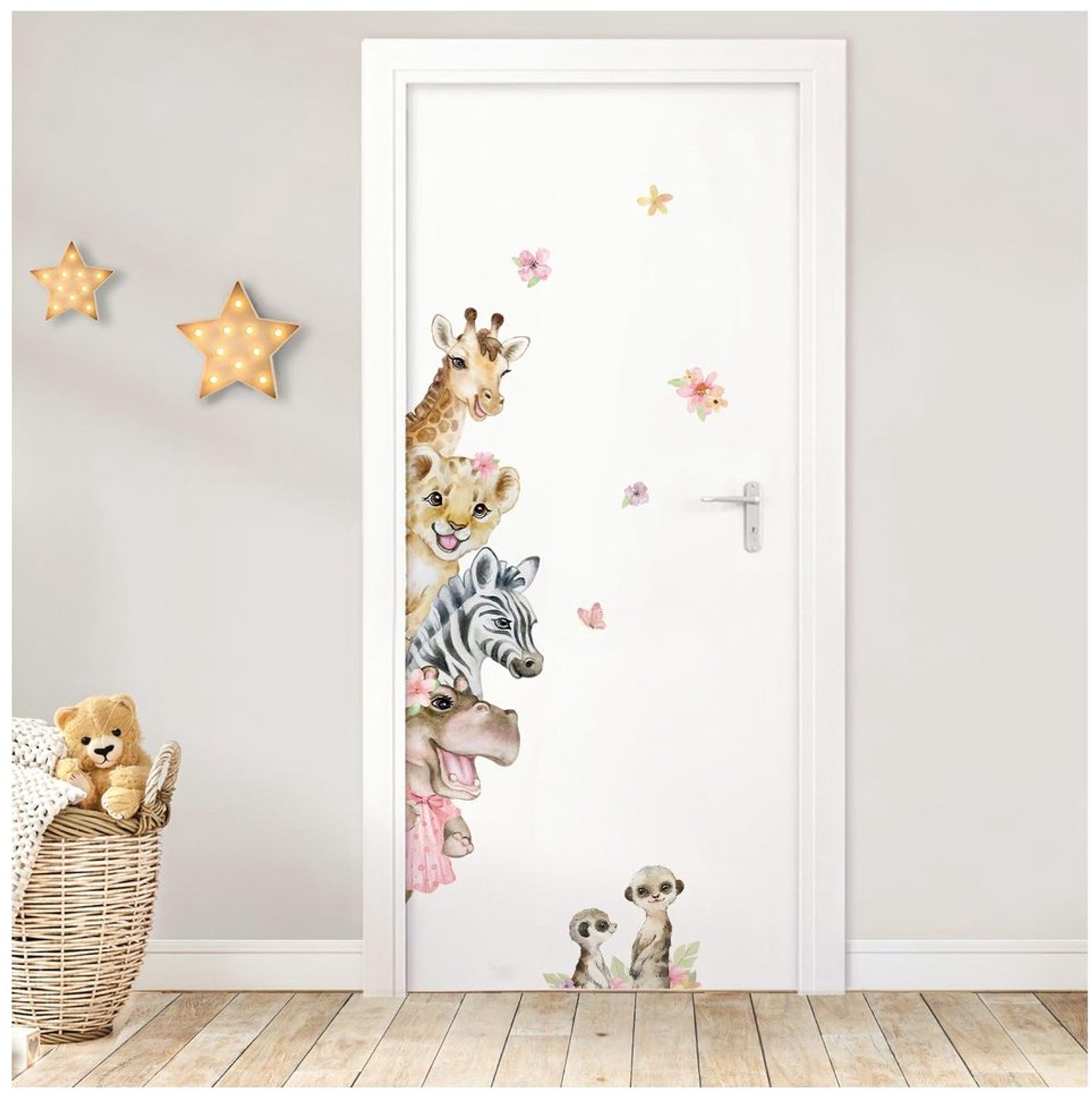 Wandsticker met Safari Dieren voor Kinderkamer - Zelfklevend