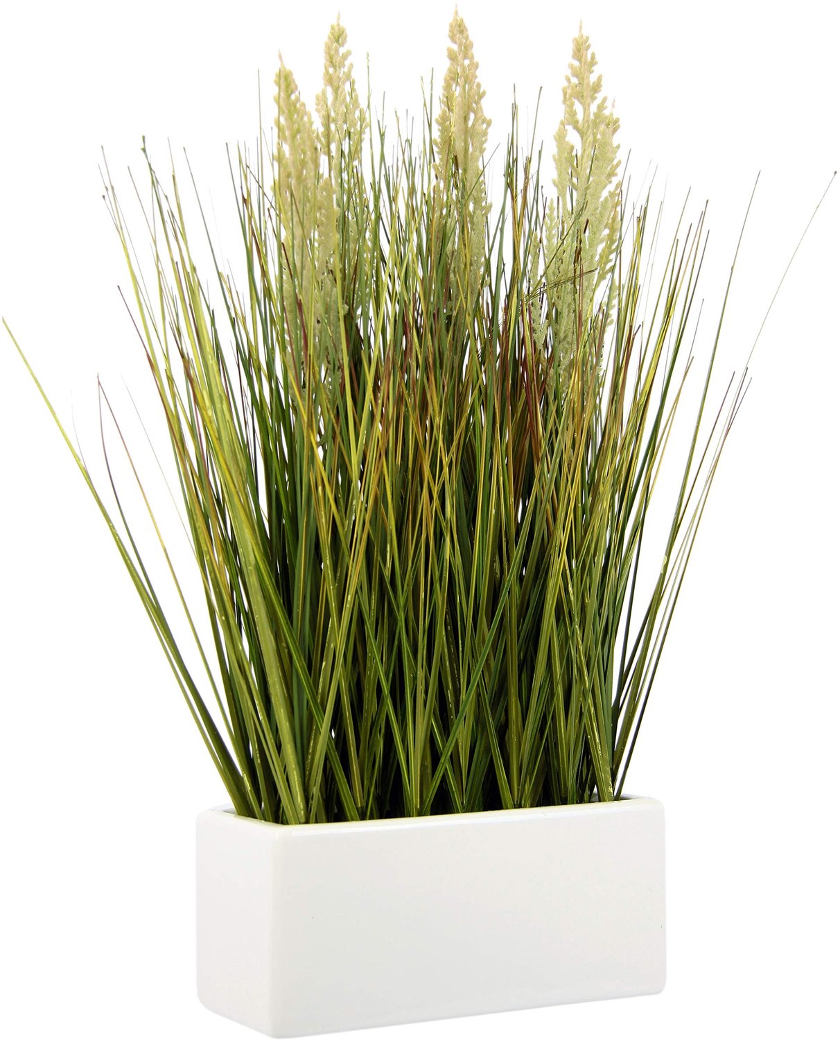 Kunstgras in Witte Keramische Pot, Decoratief Item