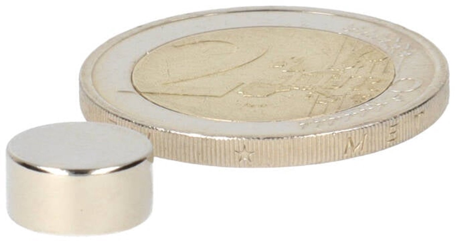 Neodymium Schijfmagneet Ø10 x 4 mm N48 NiCuNi – 20 stuks