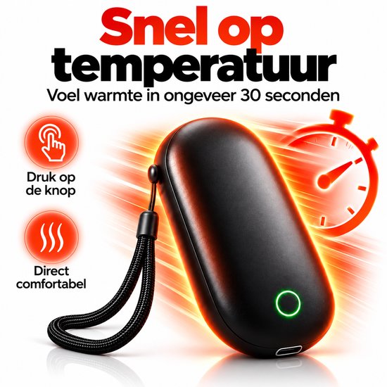 Twenty4seven® Handwarmers Oplaadbaar 5000 mAh - Magnetische Handverwarmer Herbruikbaar met 3 Warmtestanden en USB-C - Warme Handen op de Fiets & Buiten — cadeau in Sport & Outdoor - foto 2