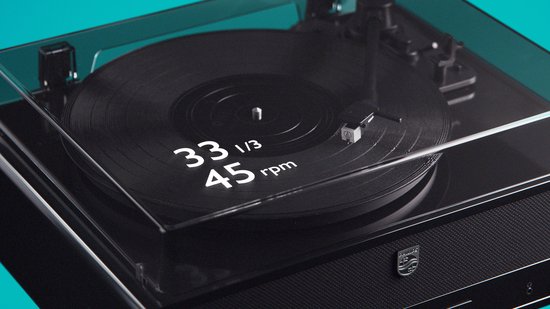 PHILIPS TAV5000/10 The Stevie Pro - Retro Bluetooth Platenspeler - Ingebouwde Stereo Speakers - 33⅓ en 45 RPM - Bluetooth 6.0 - Auto Stop - Auracast - 20W RMS - 33 1/3 & 45 RPM - Zwart — afbeelding 4