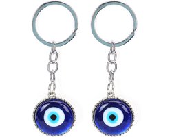 Sleutelhanger Evil Eye - 2 Stuks - Turkse Blauwe Oog Amulet - Bescherming en Geluk - Vemera