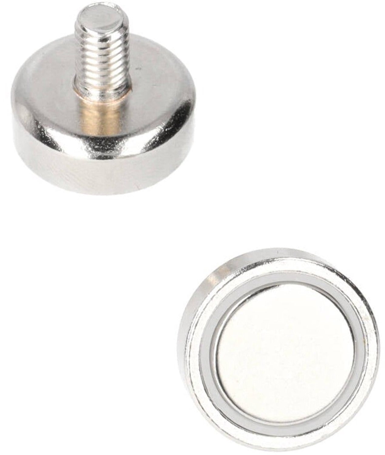 Neodymium Potmagneet Ø20 x 6 mm N40 NiCuNi draadstift M6 – 4 stuks