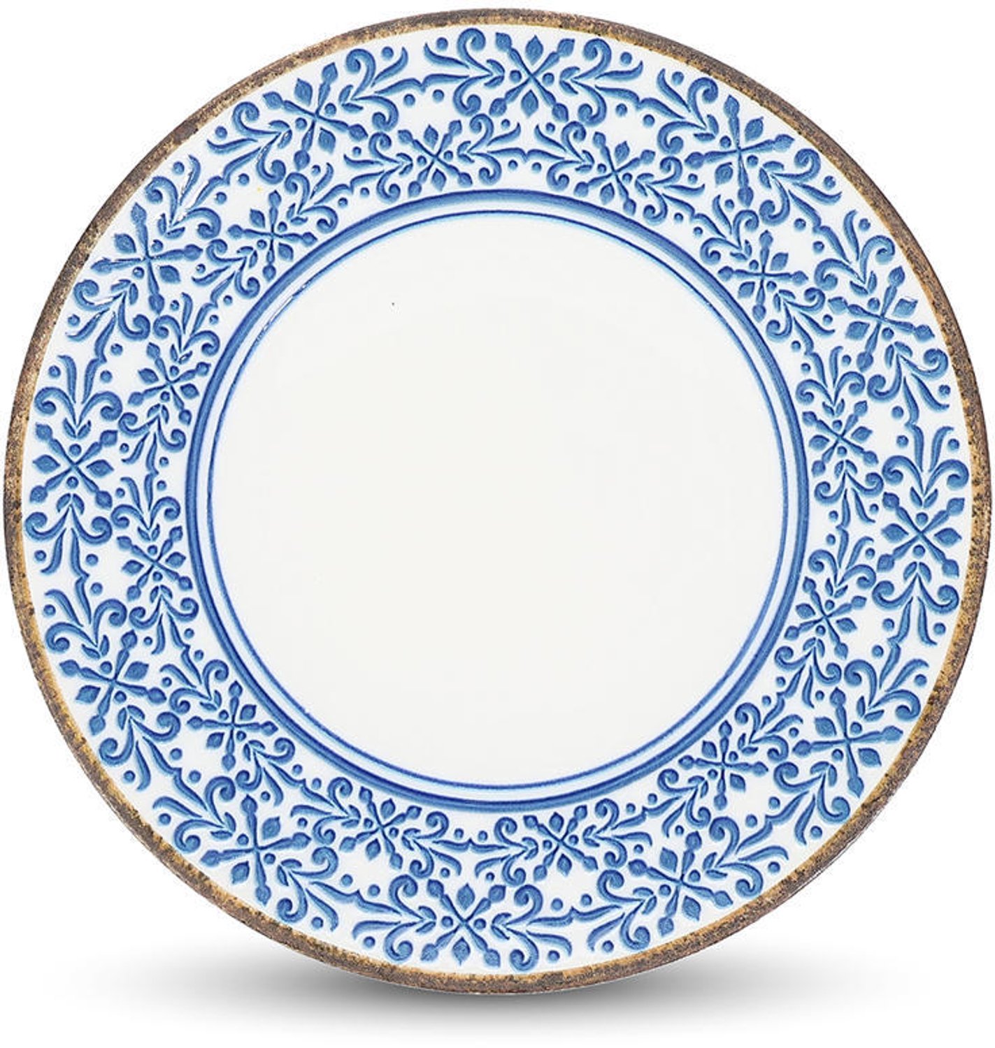 Fameilleur plat bord 27 cm blauw set van 6 - porseleinen dinerbord met Azul-decoratie, groot eetbord voor hoofdgerecht en diner, vaatwasser- en magnetronbestendig, voedselveilig porselein servies voor thuis en horeca