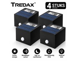 Tredax Solar Wandlamp 4 Stuks - Cube Buitenlamp met Bewegingssensor - Up & Downlight - Buitenverlichting op Zonne-Energie - IP44