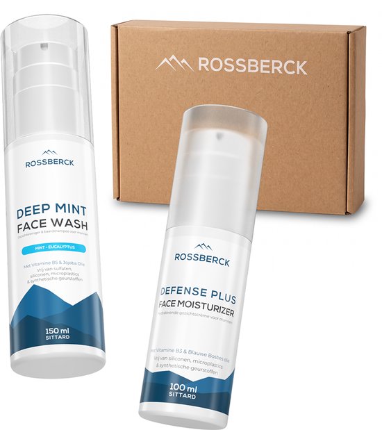 Rossberck Gezichtsverzorging Set - Geschenkset Mannen - Cadeaupakket - Kerst - Valentijn - Vaderdag - Verjaardag - 2 Delig - Dagcrème - Gezichtsreiniger