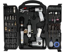 Hoteche 71-Piece Pneumatic Set | with 1/2 Inch Single Hammer - Pneumatic Screwdriver (7000rpm), 1/2 Inch Ratchet - Screwdriver and Mooring Units, in B