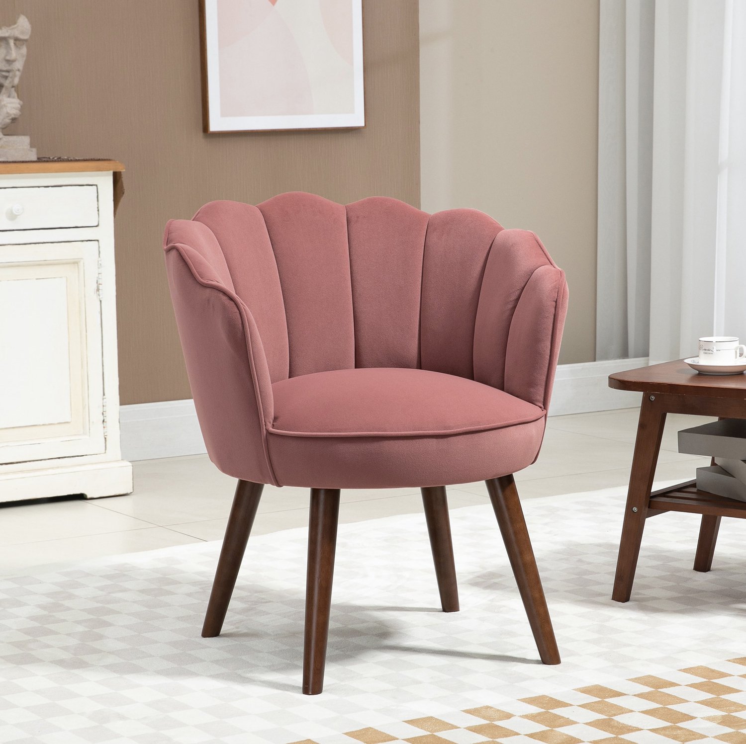 CHICFURN Eetkamerstoel - Zachte zitting - Met armleuningen - Roze