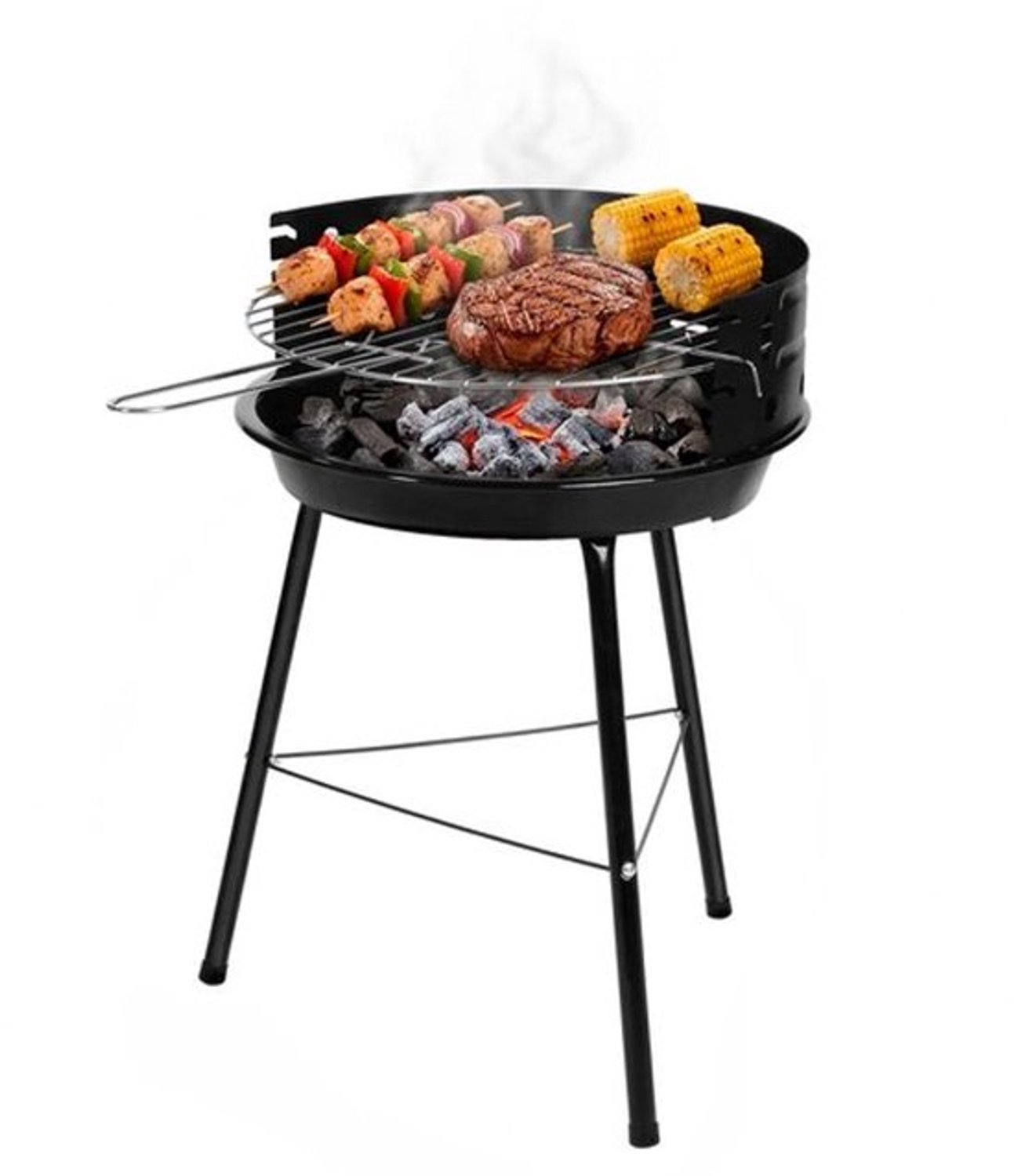Houtskoolbarbecue Compact Model - 33x35x56 cm - Staal - Zwart - Voor Balkon En Terras