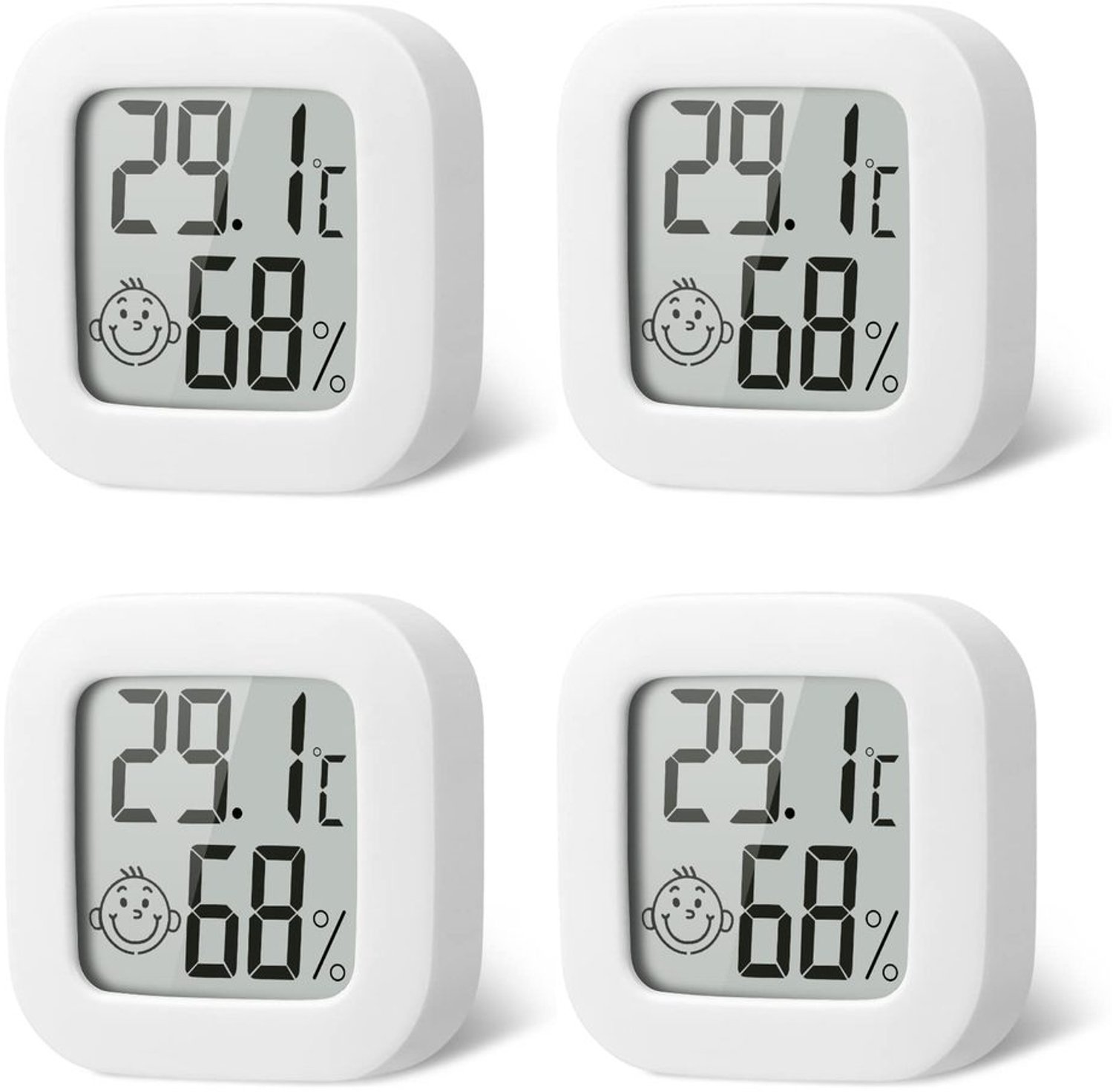 Digitale Thermo-Hygrometer voor Binnengebruik, 4 Stuks