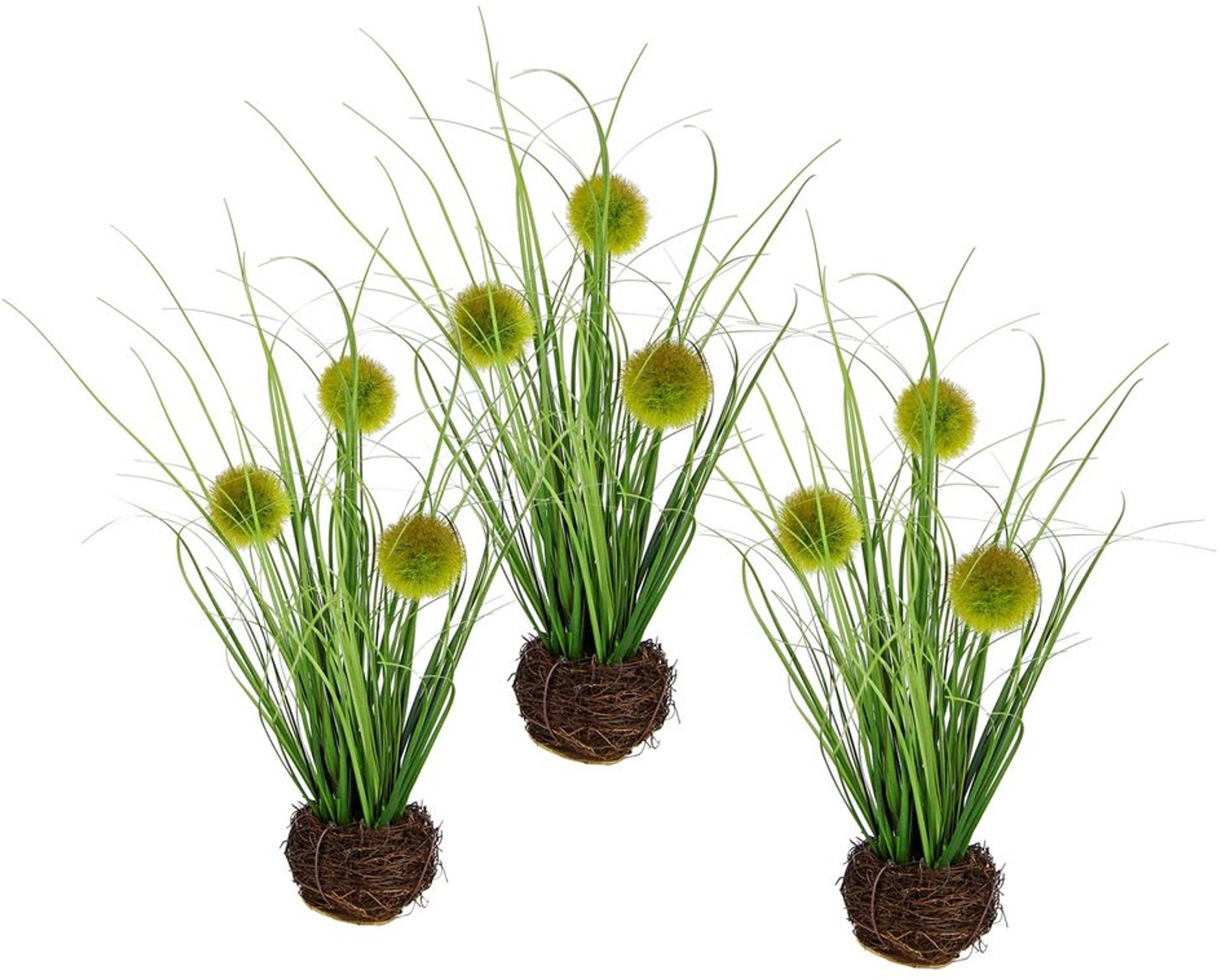 Set van 3 Kunstgras Planten voor Decoratie