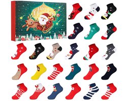 Adventskalender 2026 - Kerstkousen voor heren - 24-daagse adventskousen - 24 paar unisex kerstkousen voor heren - Een kerstcadeau voor papa