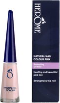 Herome Natural Nail Colour Pink flesje en bijbehorende donkerblauwe doos met UV-filter vermelding.