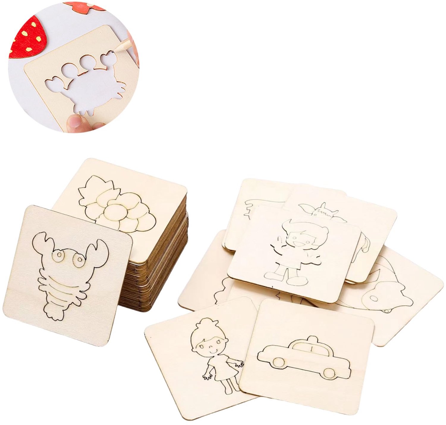 Schildersjablonen voor Kinderen - Creatieve Set van 60 Houten Sjablonen