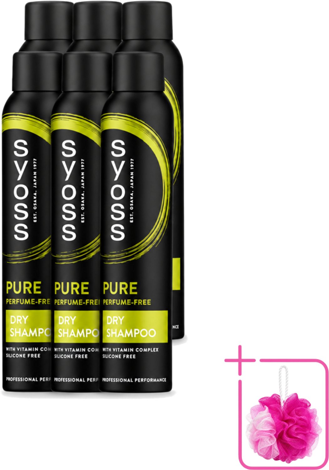 6 x SYOSS - Pure - Perfume Free - Droogshampoo - Shampoo - Langdurige Styling - 200ml - Bulkverpakking - Droogshampoo - Douchemop - Fris haar