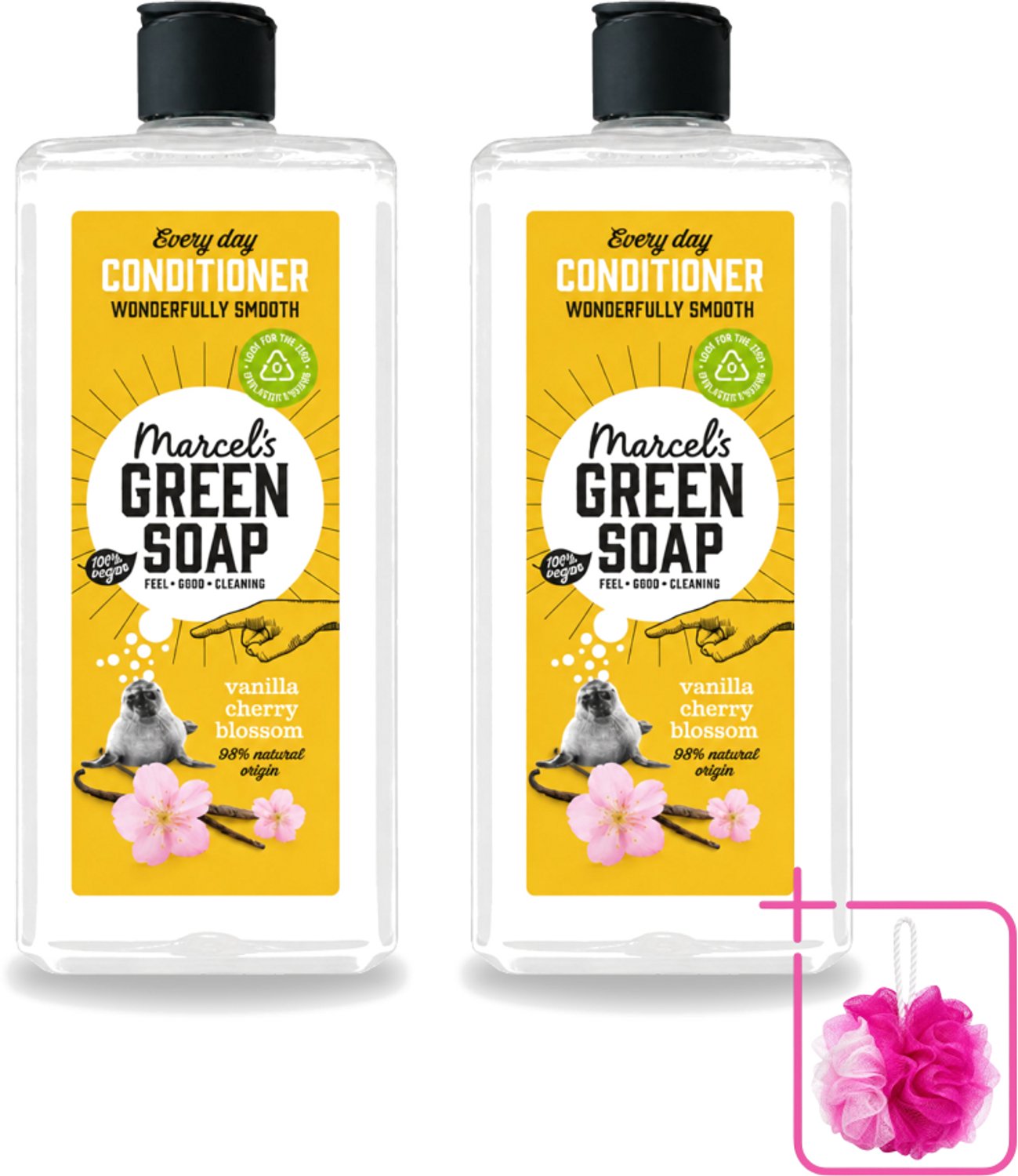 2 x Marcel’s Green Soap – Conditioner – Vanilla & Cherry Blossom – 300 ml - Bulkverpakking - Haarverzorging - Douchemop - Natuurlijke conditioner