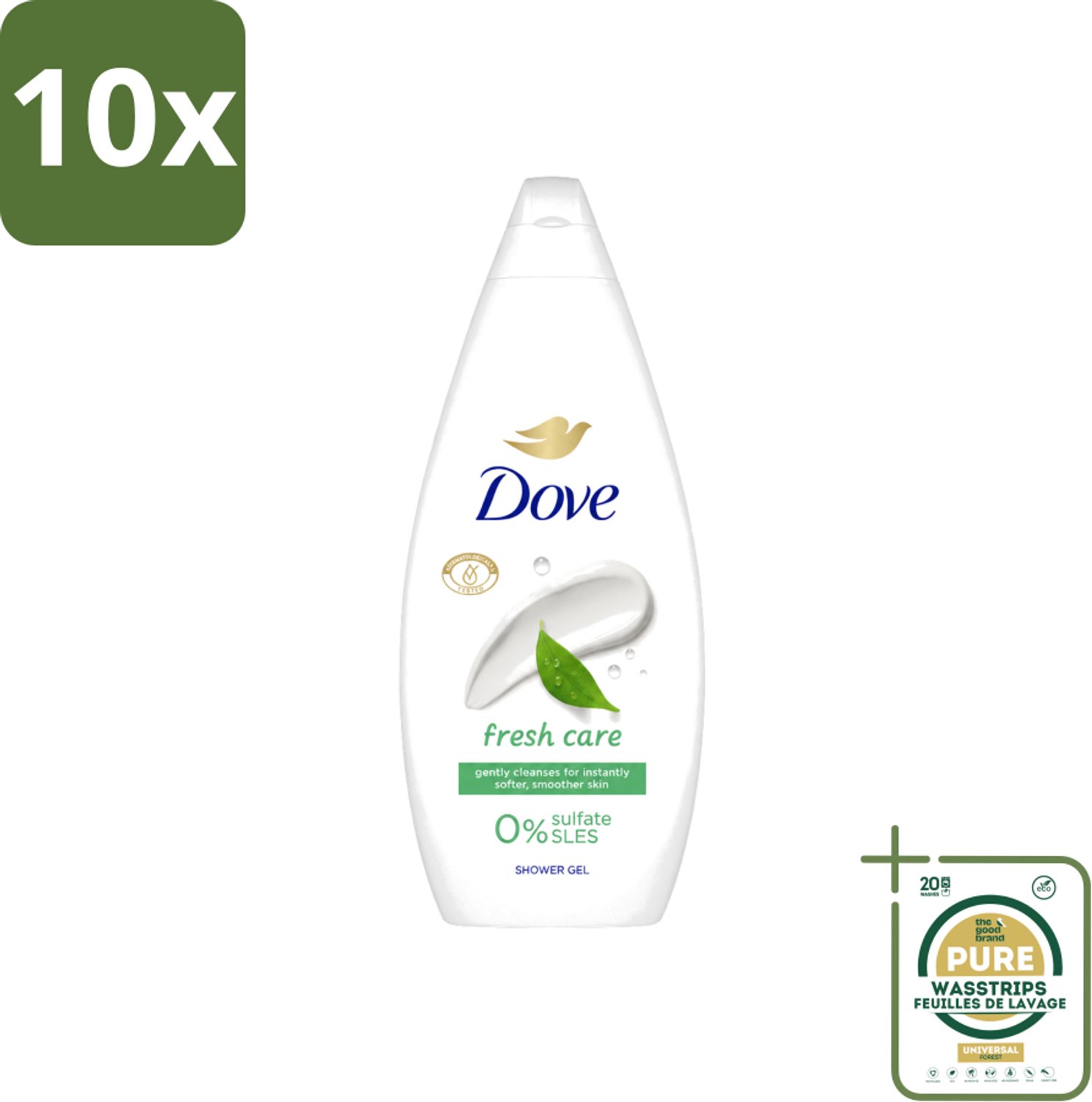 10 x Dove Douchecrème - Fresh Care - 720 ml - Wasstrips - Douchecrème - Huid Verzorging - Zachte Huid - Hydraterende Douchegel - Droge Huid