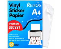 36 Glossy Vinyl Stickervellen A4 - Waterbestendig Stickerpapier voor Inkjet Printers - Geschikt voor Snijmachines