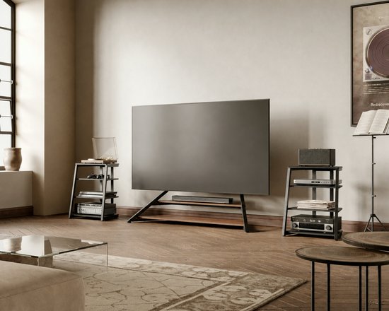 FITUEYES HiFi-meubel - Hoogteverstelbare planken - 78 cm hoog - Verstelbare voetjes - Zwart — afbeelding 5