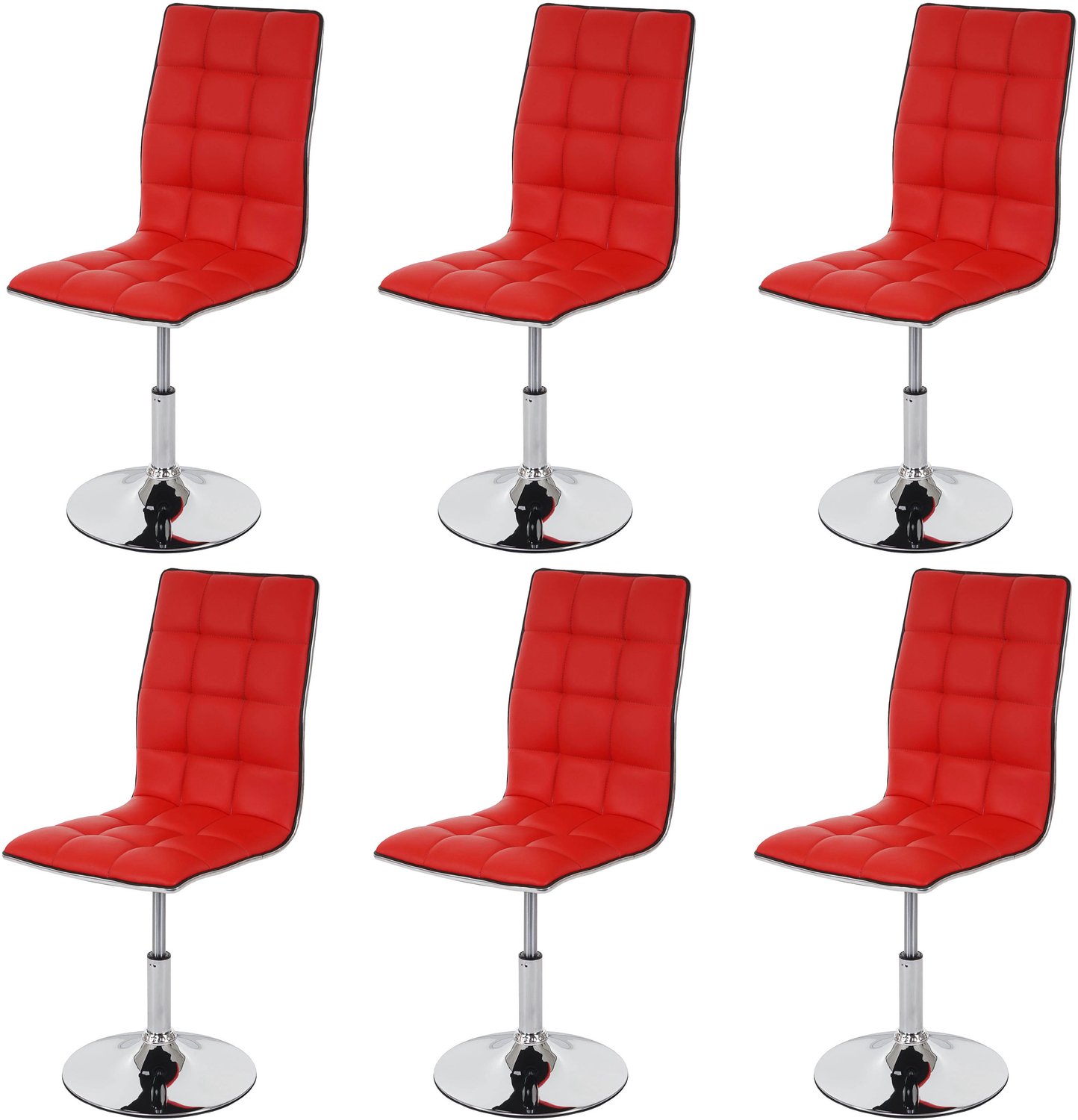 Cosmo Casa Set van 6 Eetkamerstoelen - Keukenstoelen - Hoogteverstelbaar Draaibaar - Kunstleer - Rood
