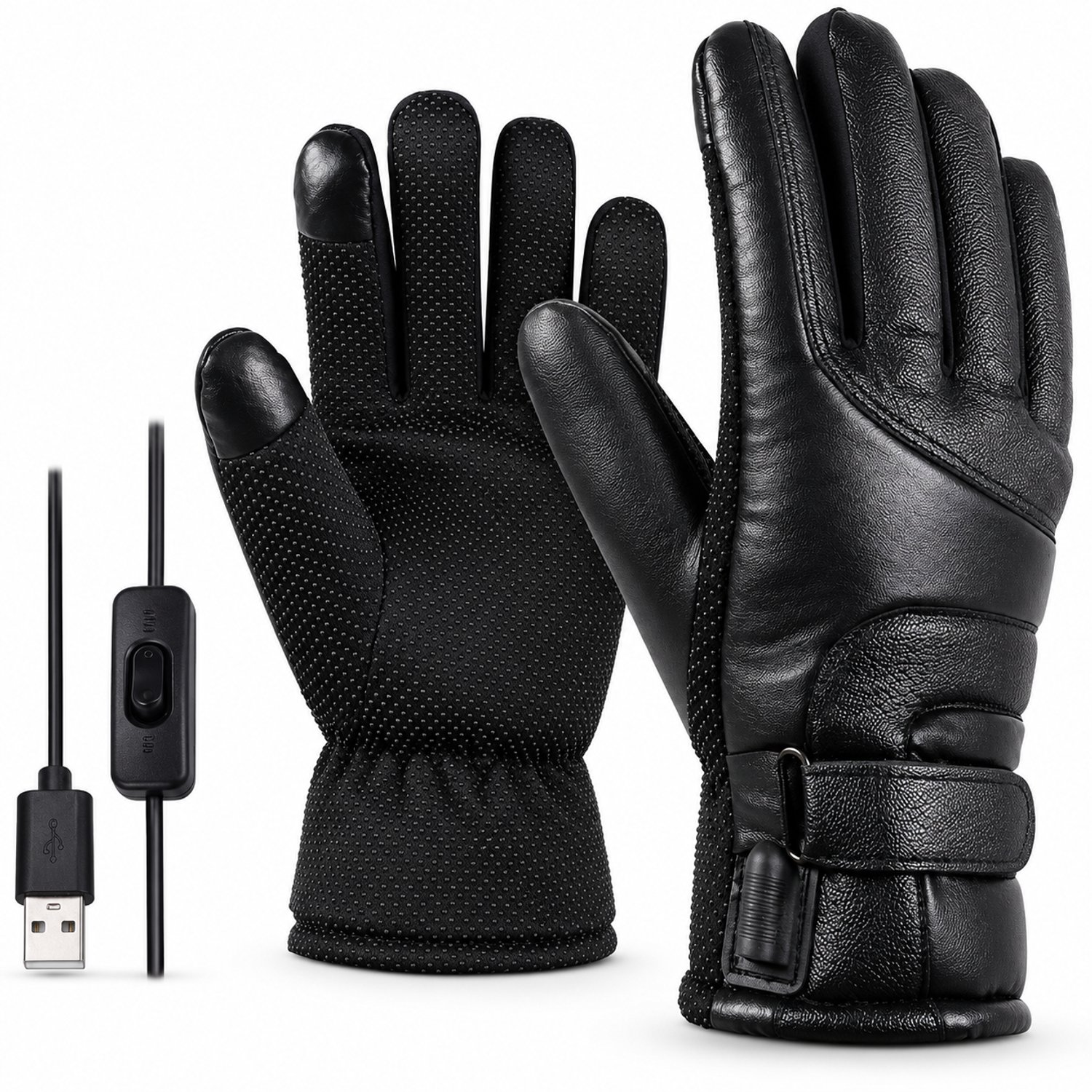 Handschoenen met verwarming USB Verwarmde Touchscreen en Waterdichte Stof Heren en Dames Voor Wintersport en Fietsen Zwart