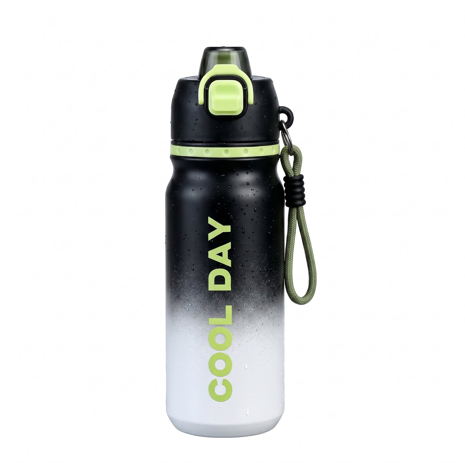 Thermosfles met Vernevelaar 700 ml - RVS Drinkfles met 304 RVS Binnenwand - Isolerende Waterfles voor Warm en Koud - Sportfles met Drinktuit en Sprayfunctie - Lekvrije Fles met Draagkoord - Antislip Siliconen Bodem en Krasbestendige Coating Zwart-wit