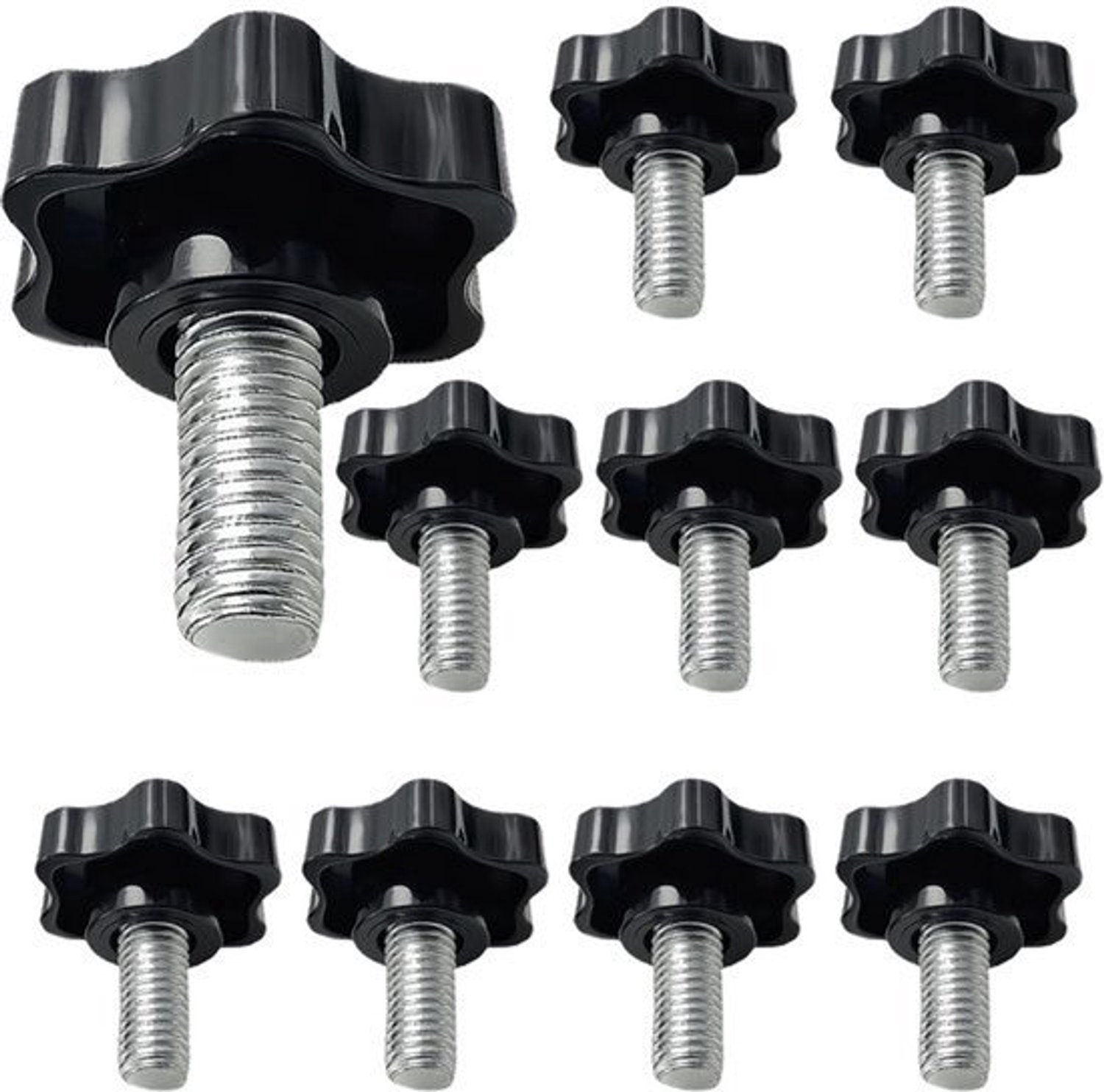 10 stuks stergrepen, M8 x 30 mm, M8, kartelschroef, moer met stergreep, voor mechanica, meubels, gereedschapsmachines