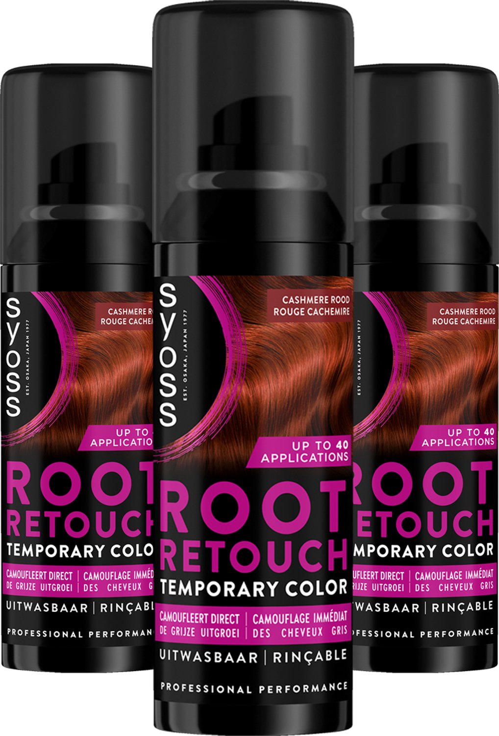 SYOSS ROOTSPRAY Cashmere Rood Uitgroeispray 120ML - 3 stuks