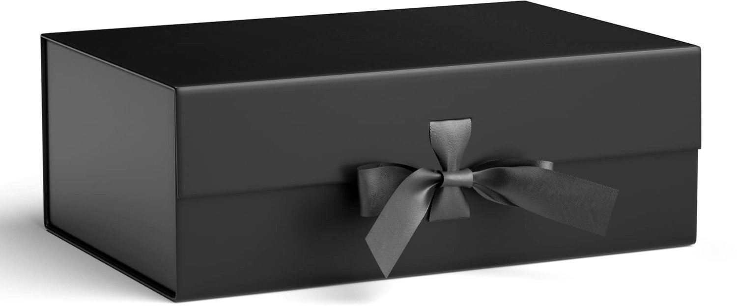 Geschenkdoos grote zwart met deksel - Cadeauverpakking - Huwelijksgunstdozen - Verjaardag geschenkdozen - 32,2 x 20,3 x 11,4 cm - Gerecycled materiaal