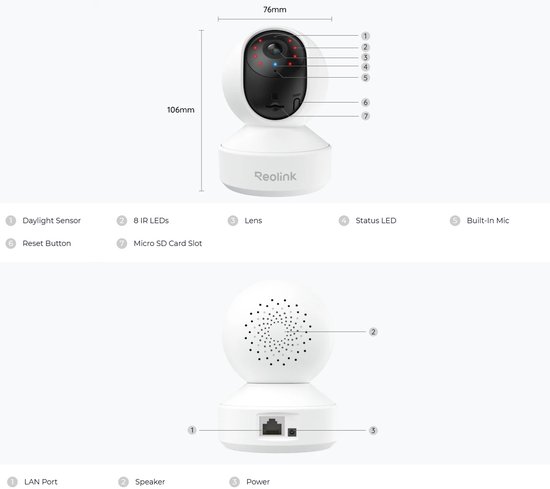 Reolink E330 Indoor Camera 5mp Pan & Tilt Wired