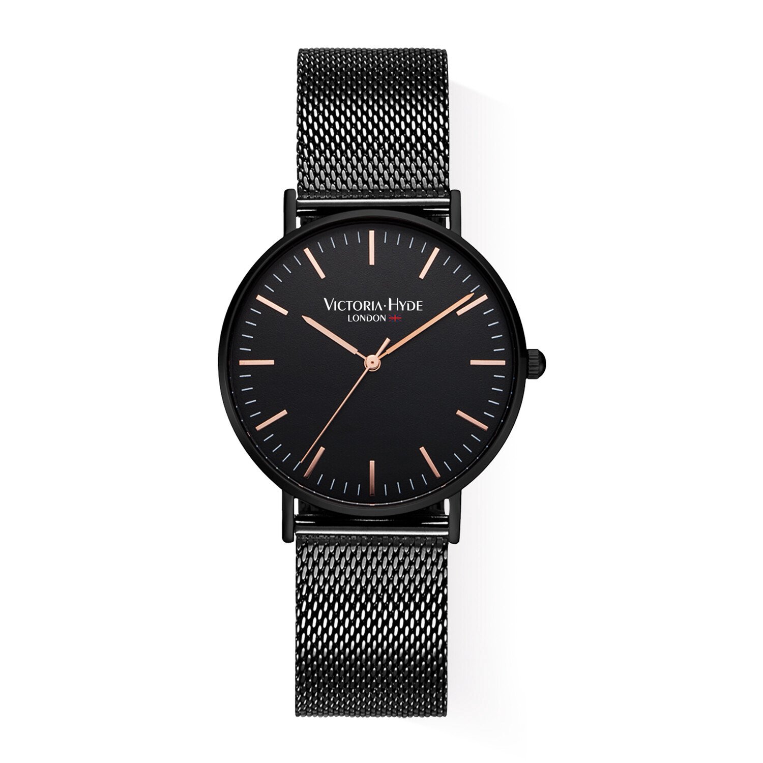 Victoria Hyde "The City Collection" - Heren Horloge - Horloges voor Mannen - Polshorloge - diameter 40mm - 20mm mesh Band - Lichtgewicht - 3ATM Waterdicht - Zwart