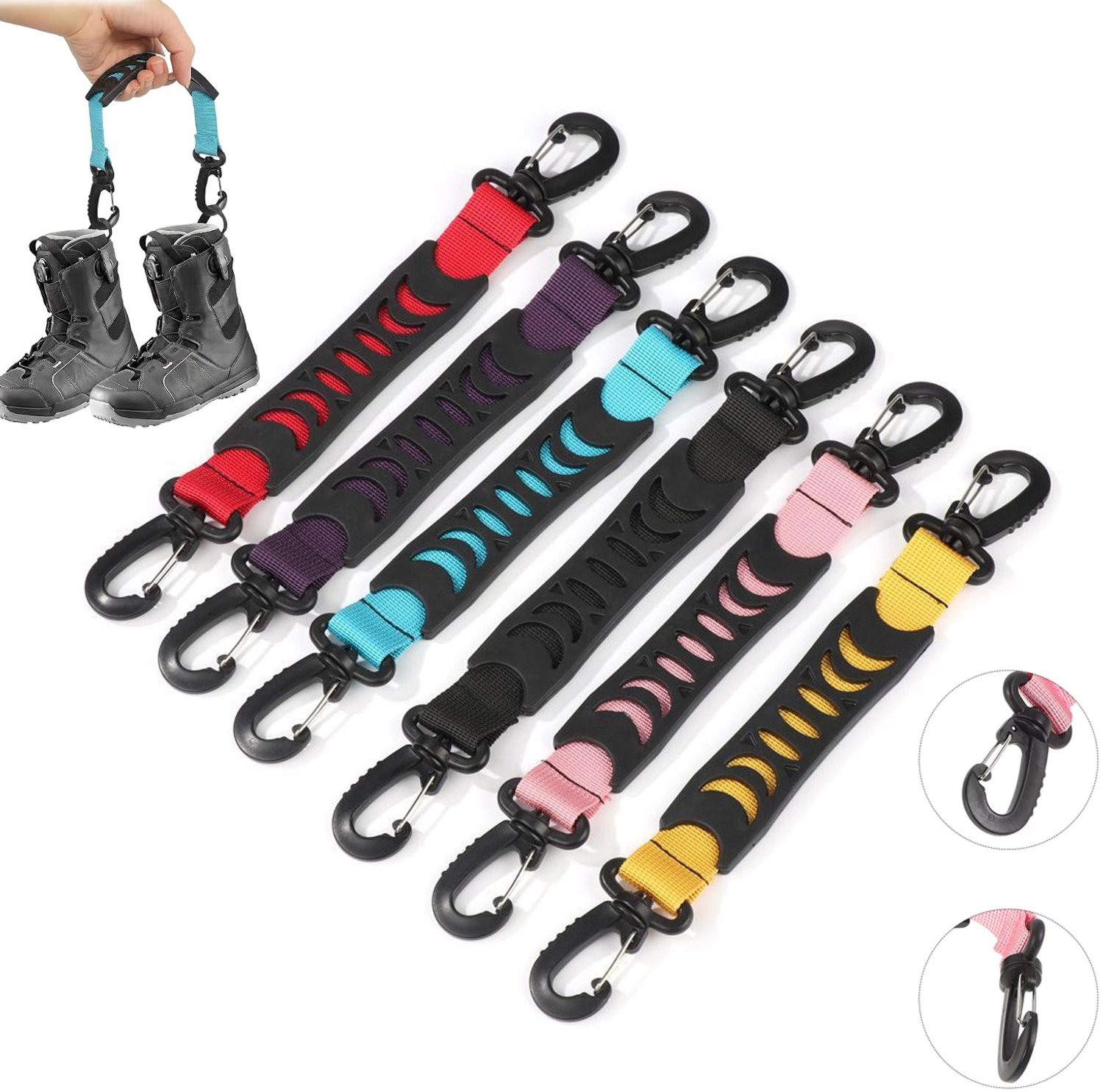Skischoen Draagriem 6 stuks Comfortabele handgrepen Handvat voor rolschaatsen Lus voor rolschaatsen flexibele skates ophanghaken Haakriem Winter- en ski-accessoires 2 5 x 30 cm Draagbare houder voor rolschaatsen Skeelers Sneakers Kleur