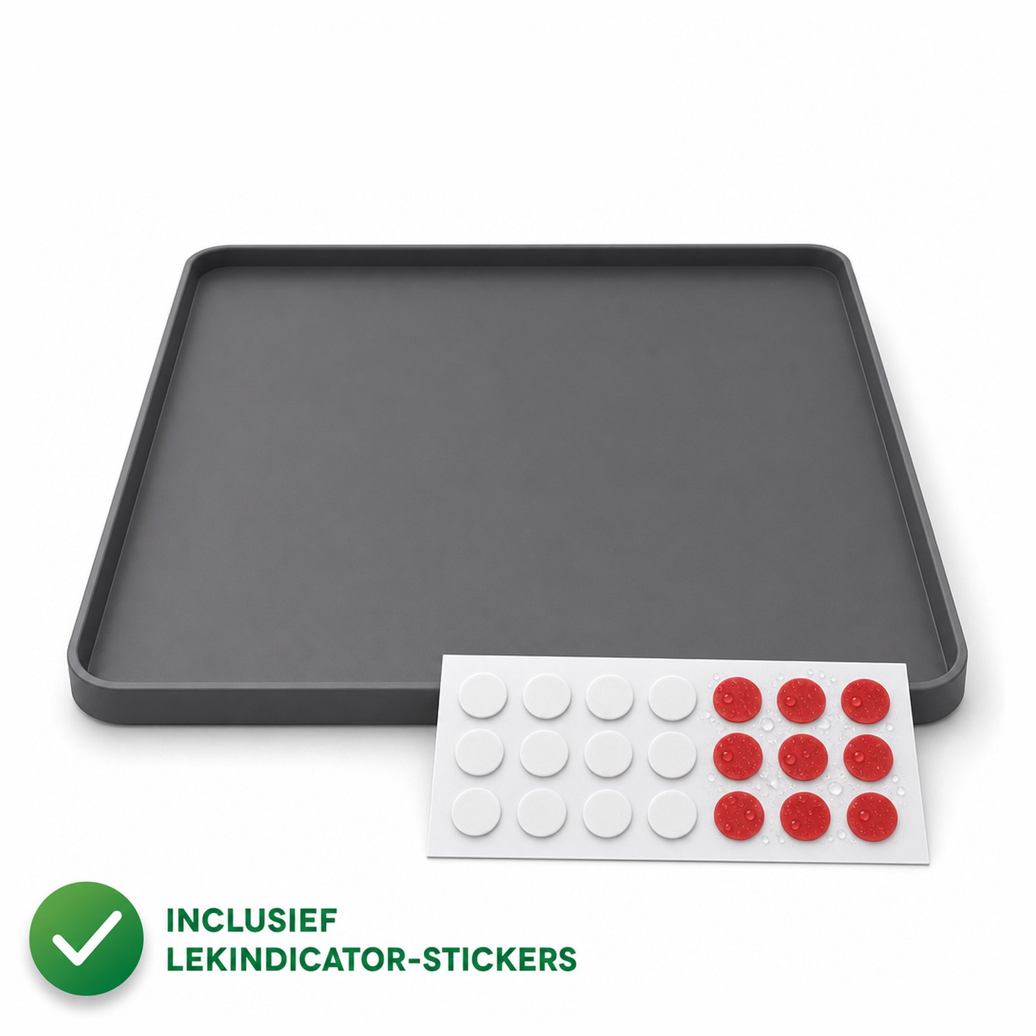 2DayHome - Lekbak Wasmachine 60x60 cm - Siliconen Opvangbak - Voor Machines tot 60 cm Diep - Incl. 21 Lekindicator Stickers - Vaatwasser en Droger