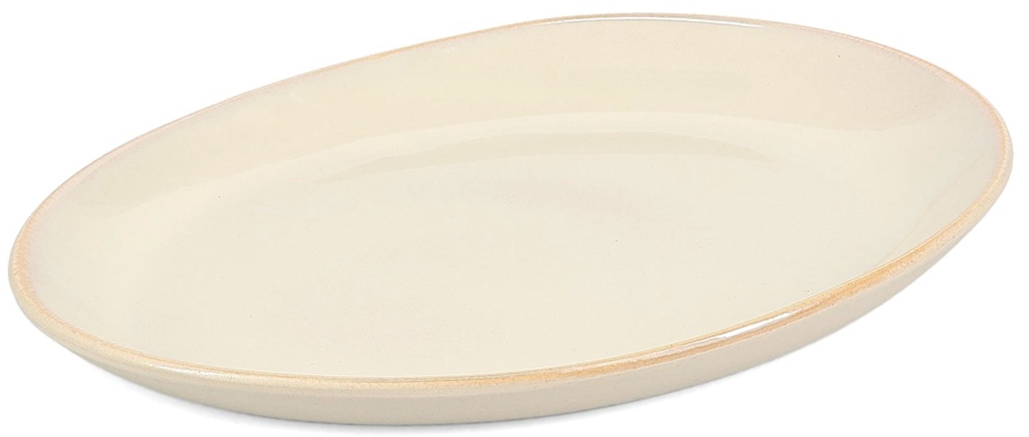 Fameilleur serveerschaal 30x21cm zandkleur Saudade set van 2 - porseleinen schaal om te serveren en delen, voor salades, bijgerechten, fruit en hapjes, vaatwasser- en magnetronbestendig, voedselveilig, servies voor thuis, restaurant en horeca