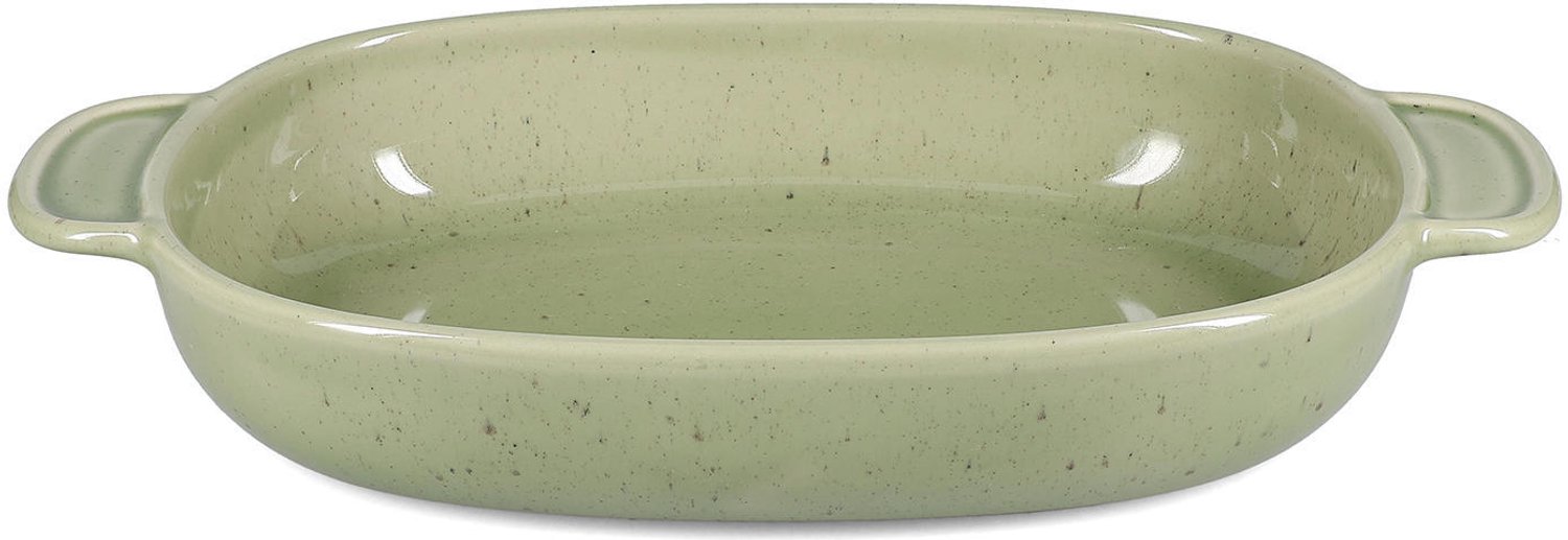 Fameilleur ovenschaal 41x24xH6,5cm sage zachtroze - stenen braadslee en serveerschaal, voor ovenschotels, lasagne, gratin en desserts, vaatwasser- en magnetronbestendig, ovenbestendig, voedselveilig, servies voor thuis, restaurant en horeca