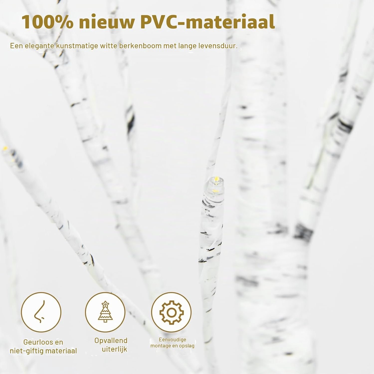 KOMFOTTEU 150 cm led-boom voor binnen - lichtboom voor Kerstmis - met 72 warmwitte ledverlichting - kunstkerstboom kerstdecoratie voor thuis, feest en verjaardag – foto 3