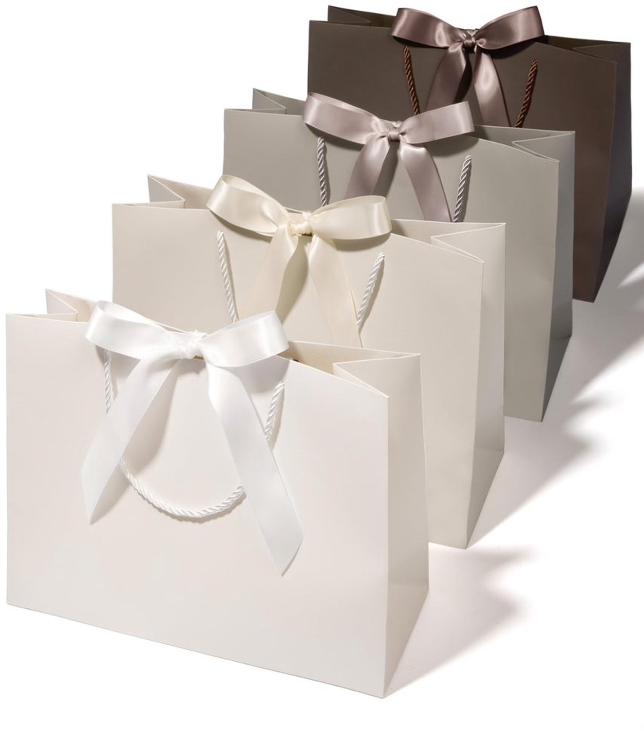 Set van 4 Grote Papieren Cadeauzakjes met Handgrepen in Grijs