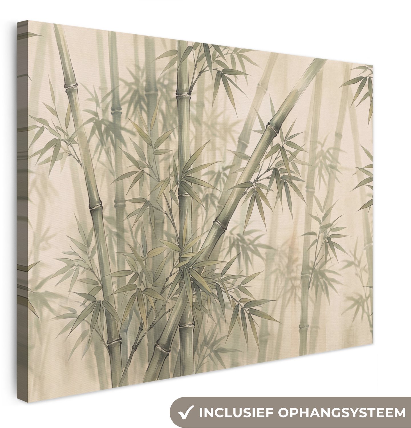 Canvas schilderij 100x70 cm - Exclusieve wanddecoratie Bamboe - Bladeren - Aziatisch - Groen - Natuur - Muurdecoratie woonkamer - Slaapkamer decoratie - Kamer accessoires - Schilderijen op canvas