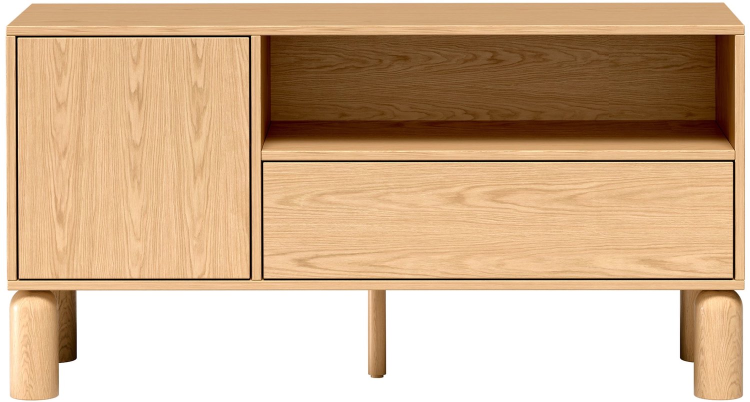 Selsey Sanden – TV-meubel met 1 lade, bookmatch eiken, 120 cm