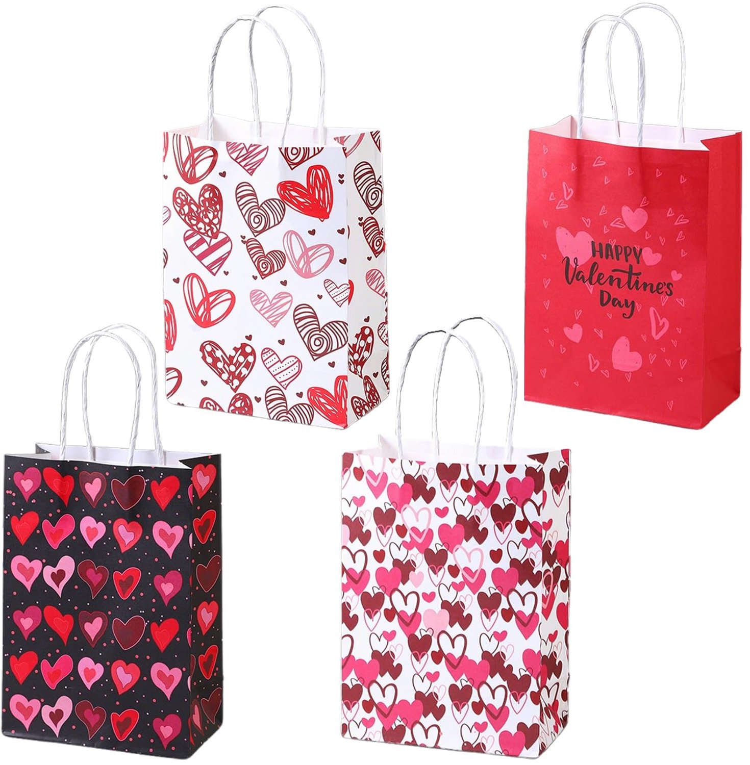 Set van 4 Valentijns Cadeautassen met Handvatten