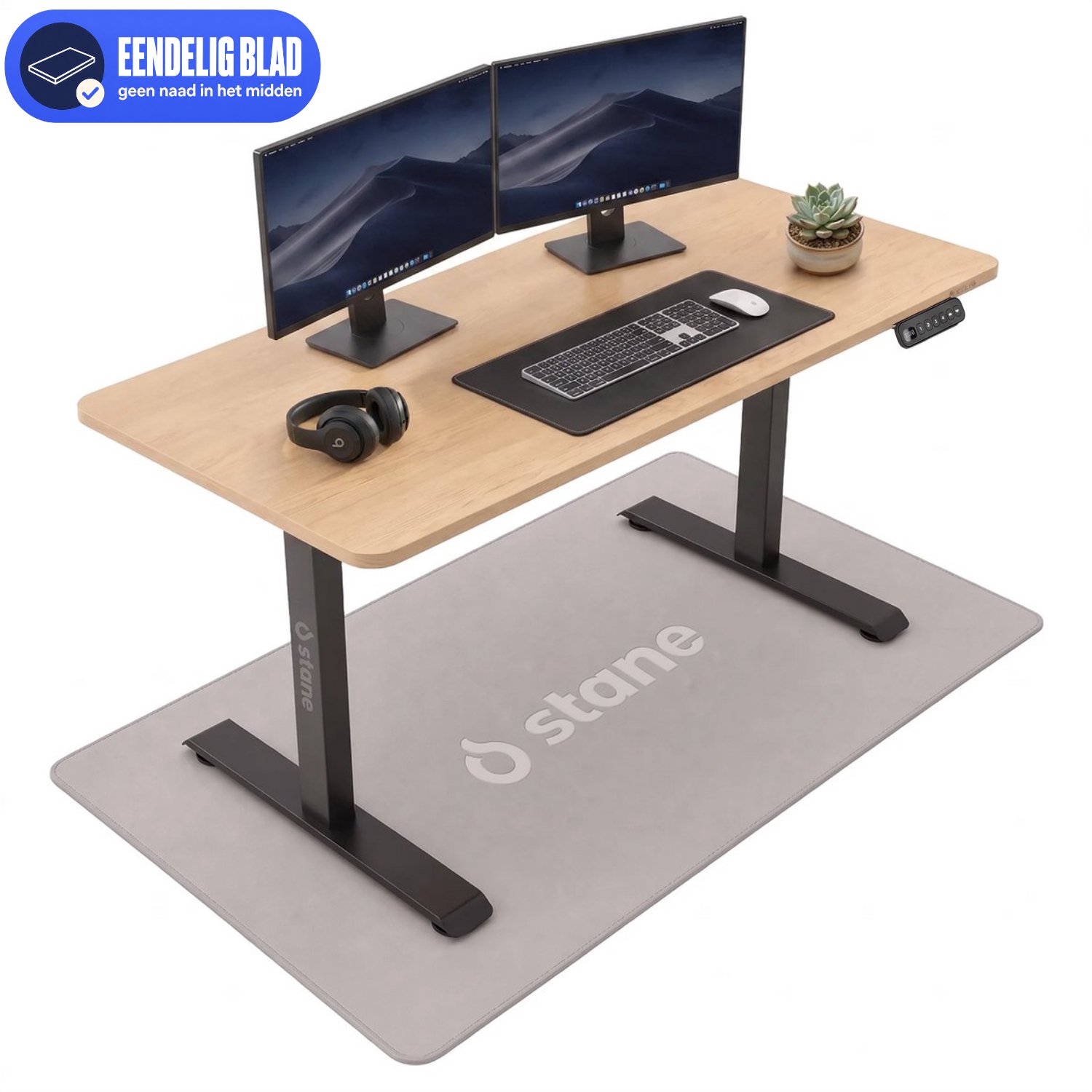Stane Zit Sta Bureau Elektrisch Verstelbaar - Incl. Kabelgoot - 140 x 60 cm - Eiken