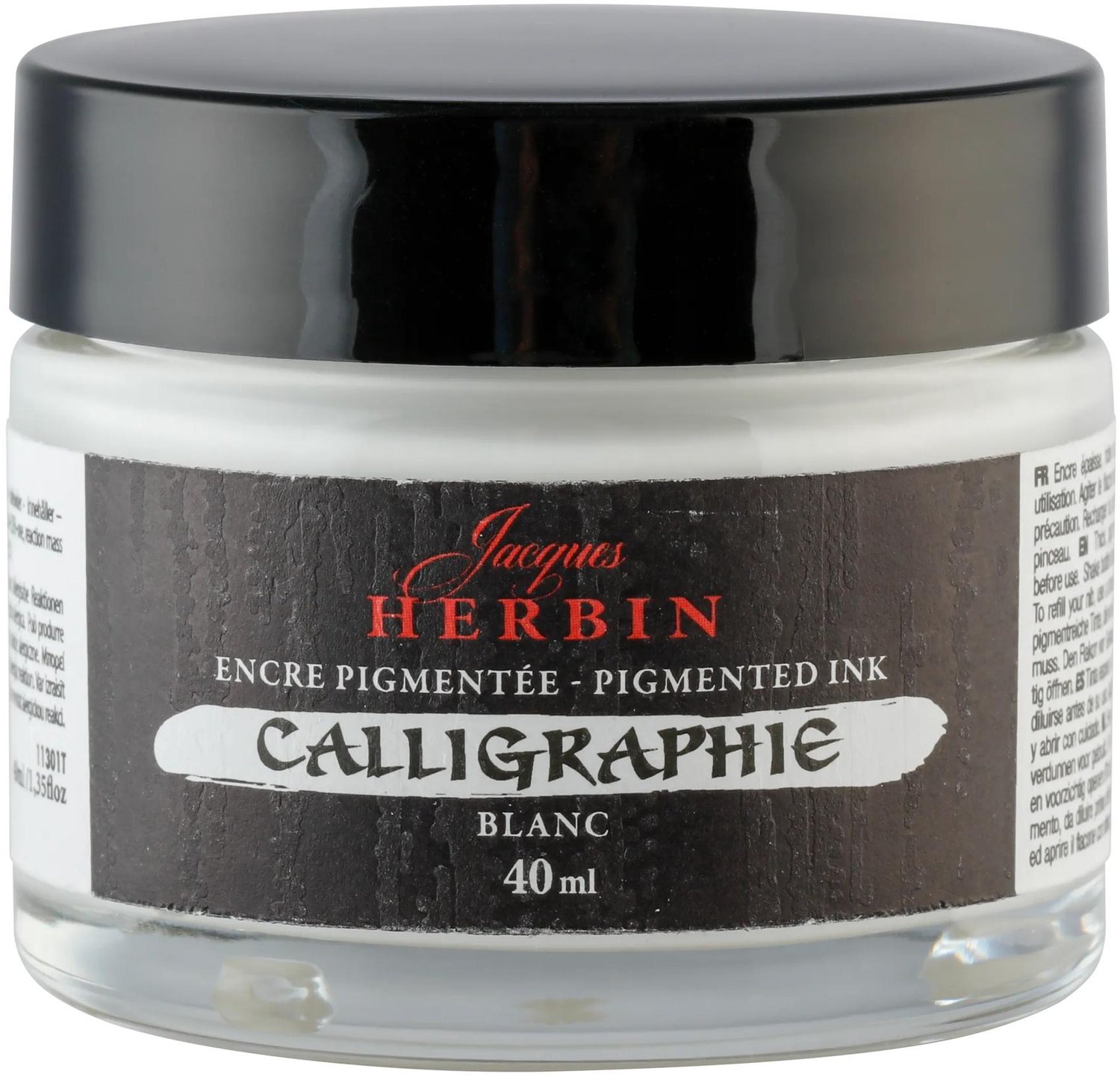 Jacques Herbin Kalligrafie Inkt – Ultra Gepigmenteerde Inkt voor Dip Pen en Kroontjespen – Wit – 40 ml
