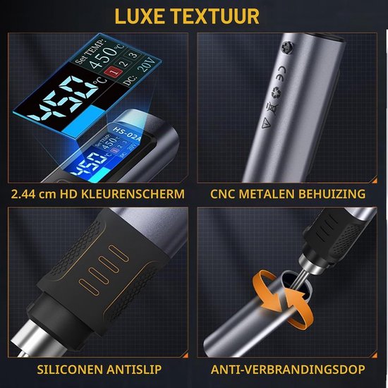 Intelligente Digitale Loodgietset met Temperatuurinstelling 100-450°C en 6 Loodkoppen voor Precisiewerk en Hobbyprojecten — afbeelding 4