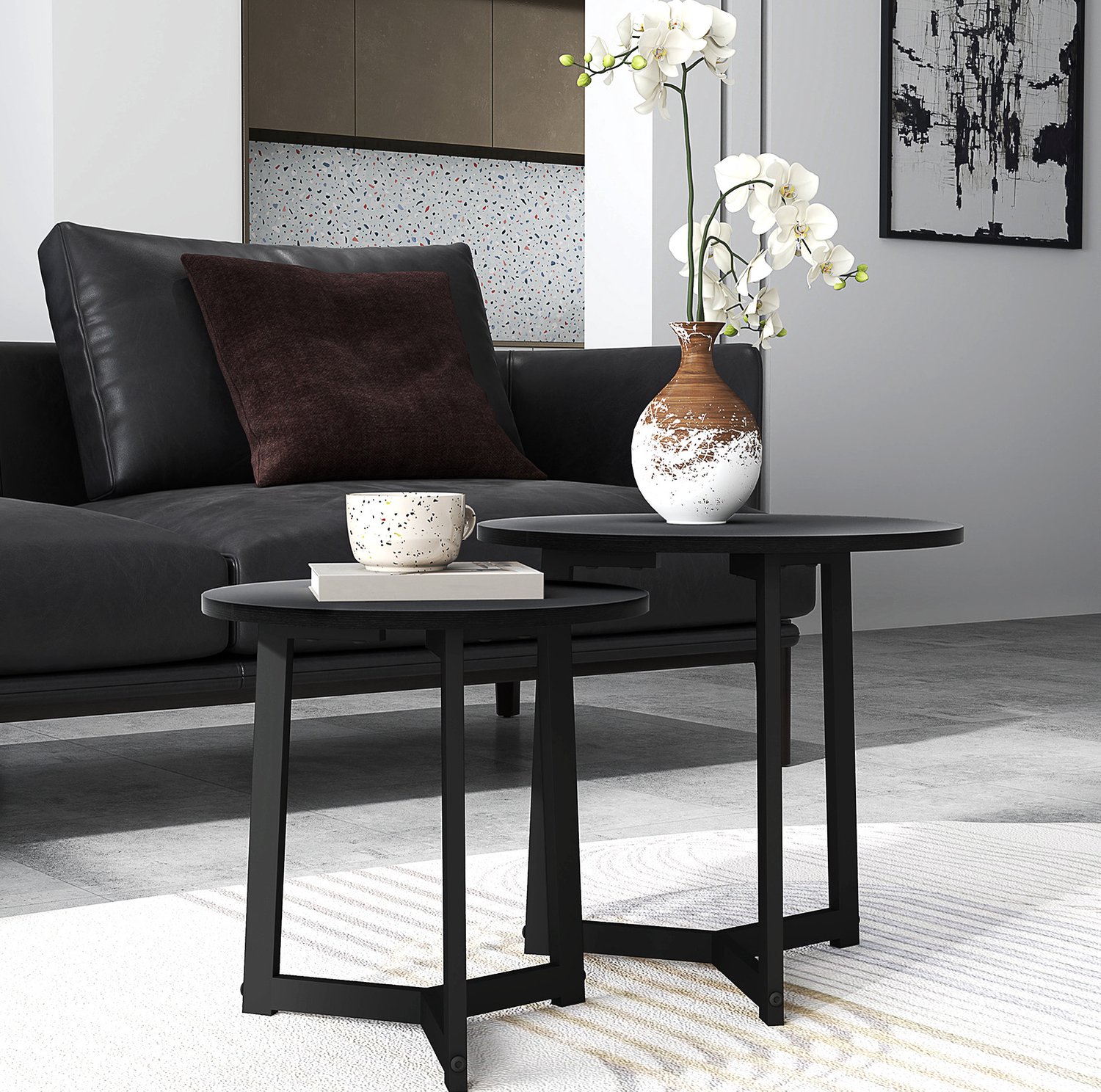 CHICFURN Salontafel - nestelbaar - set van 2 - zwart
