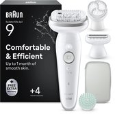 Braun Silk·épil 9 SkinSpa 9-080 - Wet & Dry Epilator - Langdurig Gladde Huid - Flexibele Kop - Exfoliatieborstel, Massagepad, Ladyshave Scheerkop en Trimmerkam